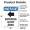 Signmission Entering Quiet Zone, 10 in W x Rectangle, Aluminum OS-2PACK-NS-A-1014-V-12095 - alternate 4